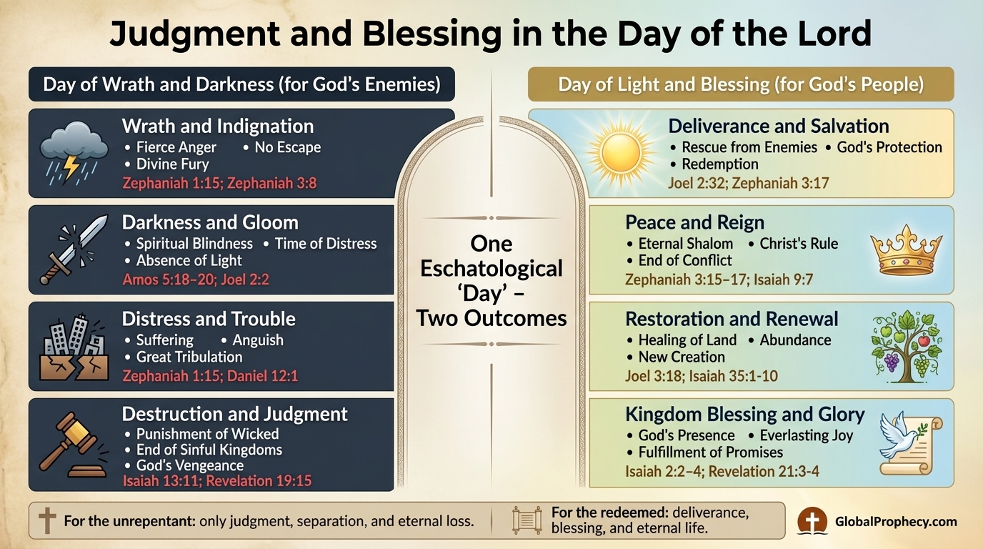Infographic comparing judgment and blessing as two sides of the Day of the Lord.