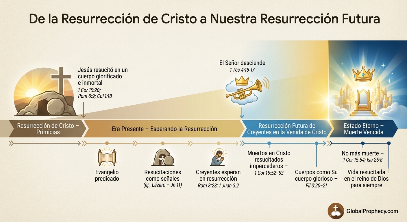 Línea de tiempo desde la resurrección de Cristo hasta la futura resurrección de los creyentes.